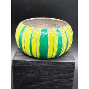 Shades of Green Enamel Clamper Bangle